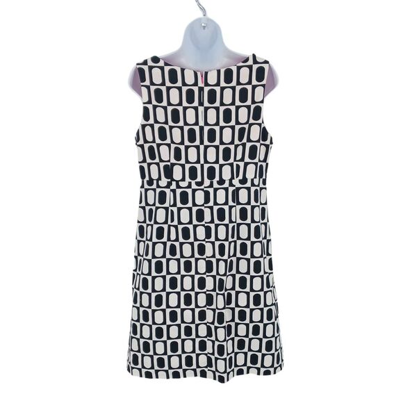 Jessica Howard Black White Pink Geometric Print Sleeveless Dress Mod Vibes Sz12 - Picture 2 of 9